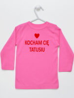 Kocham Cię Tatusiu Nadruk Czerwony z Sercem - koszulka niemowlęca - Ciemny Różowy - Koszulka długi rękaw Kocham Cię Tatusiu Nadruk Czerwony z Sercem - koszulka niemowlęca - Ciemny Różowy - Koszulka długi rękaw