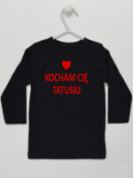 Kocham Cię Tatusiu Nadruk Czerwony z Sercem - koszulka niemowlęca - Czarny - Koszulka długi rękaw Kocham Cię Tatusiu Nadruk Czerwony z Sercem - koszulka niemowlęca - Czarny - Koszulka długi rękaw