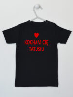 Kocham Cię Tatusiu Nadruk Czerwony z Sercem - koszulka niemowlęca - Czarny - Koszulka krótki rękaw Kocham Cię Tatusiu Nadruk Czerwony z Sercem - koszulka niemowlęca - Czarny - Koszulka krótki rękaw