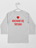 Kocham Cię Tatusiu Nadruk Czerwony z Sercem - koszulka niemowlęca - Szary - Koszulka długi rękaw Kocham Cię Tatusiu Nadruk Czerwony z Sercem - koszulka niemowlęca - Szary - Koszulka długi rękaw