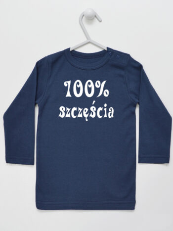 100% Szczęścia - koszulka z nadrukiem na prezent - Granatowy - Koszulka długi rękaw
