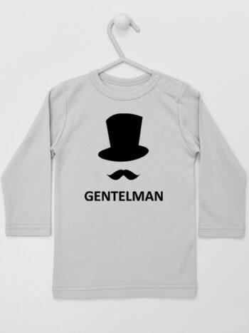 Gentelman z Kapeluszem - koszulka dla chłopczyka - Szary - Koszulka długi rękaw