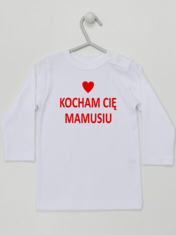 Kocham Cię Mamusiu Nadruk Czerwony - koszulka dla niemowląt - Biały - Koszulka długi rękaw