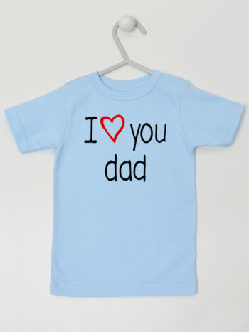 I Love Dad z Czerwonym Sercem - t-shirt niemowlęcy - Błękitny - Koszulka krótki rękaw